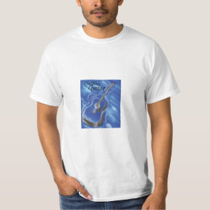 Blauwe gitaar t-shirt