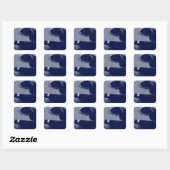 Blauwe gitaar vierkante sticker (Vel)