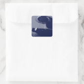 Blauwe gitaar vierkante sticker (Tas)