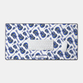 Blauwe gitaren patroon monogram bureaumat (Keyboard & Muis)