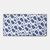 Blauwe gitaren patroon monogram bureaumat (Voorkant)