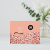 blauwe glans logo tekst bedankt korting  briefkaart (Staand voorkant)