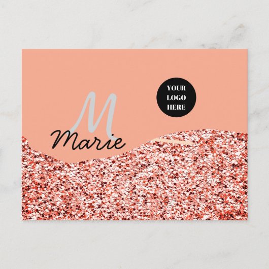 blauwe glans logo tekst bedankt korting  briefkaart (Voorkant)