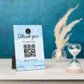 blauwe glans logo tekst Q R code scan hier Fotoplaat (Zijkant)