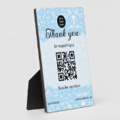 blauwe glans logo tekst Q R code scan hier Fotoplaat (Zijkant)
