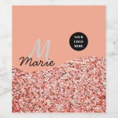 blauwe glans logo tekst toevoegen bedankt korting  wijn etiket (Enkel label)