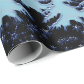 Blauwe glanzende kerstbomen en sterren aan de nach cadeaupapier (Rol Hoek)