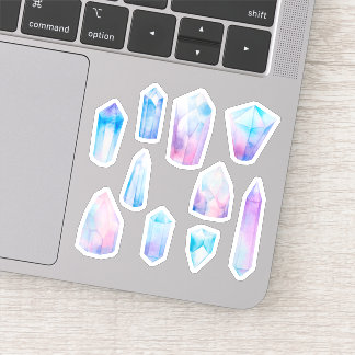 Blauwe glanzende kristallen sticker