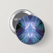 Blauwe glanzende ster ronde button 5,7 cm (Voorkant /achterkant)