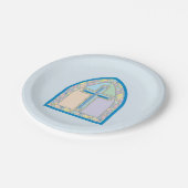 Blauwe Glas in lood eerste mededeling Papieren Bordje (Gekanteld)