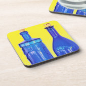 Blauwe glazen flessen bier onderzetter (Linkerzijde)
