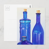 Blauwe glazen flessen briefkaart (Voorkant / Achterkant)