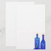 Blauwe glazen flessen briefpapier (Voorkant / Achterkant)