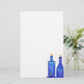 Blauwe glazen flessen briefpapier (Staand voorkant)