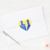 Blauwe glazen flessen hart sticker (Envelop)