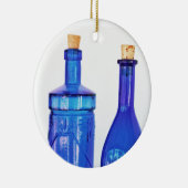 Blauwe glazen flessen keramisch ornament (Rechts)