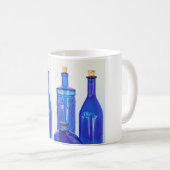 Blauwe glazen flessen koffiemok (Voorkant rechts)