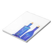 Blauwe glazen flessen notitieblok (Linkerzijde)