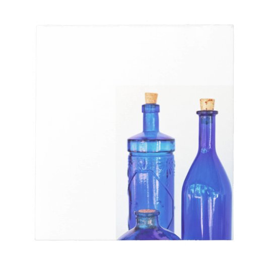 Blauwe glazen flessen notitieblok (Voorkant)