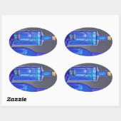 Blauwe glazen flessen ovale sticker (Vel)