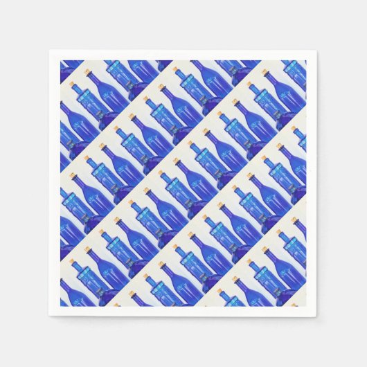 Blauwe glazen flessen servet (Voorkant)