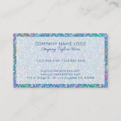 Blauwe glazen glittertextuur met glans visitekaartje (Achterkant)