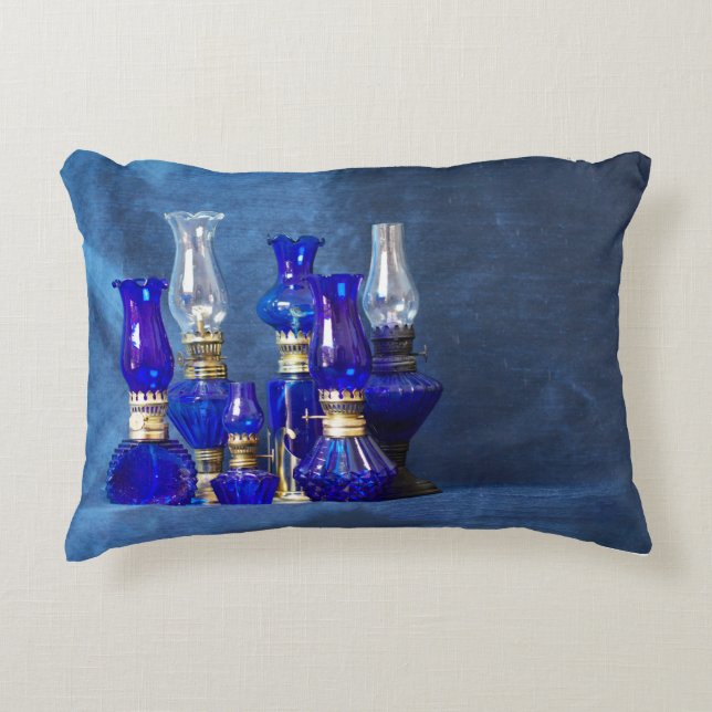 Blauwe glazen lampjes Accessoire Pillow Accent Kussen (Voorkant)
