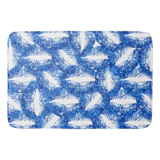 Blauwe glazen lippen badmat (Voorkant)