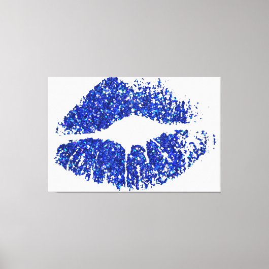 Blauwe glazen lippen canvas afdruk (Voorkant)