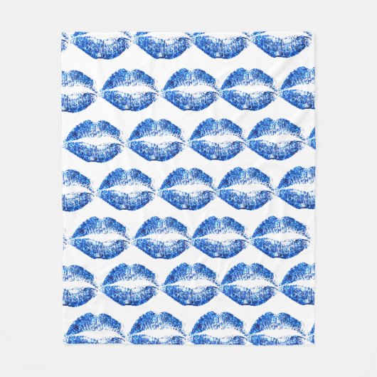 Blauwe glazen lippen fleece deken (Voorkant)