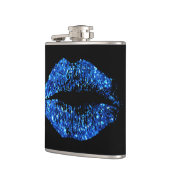 Blauwe glazen lippen heupfles (Links)