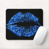 Blauwe glazen lippen muismat (Met muis)
