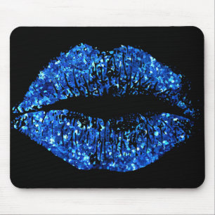 Blauwe glazen lippen muismat