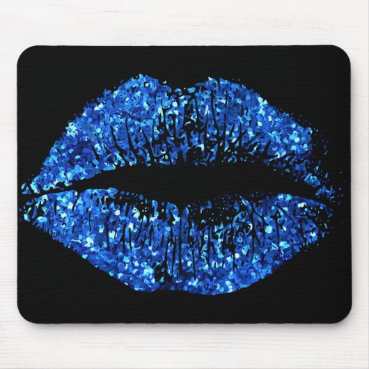 Blauwe glazen lippen muismat (Voorkant)