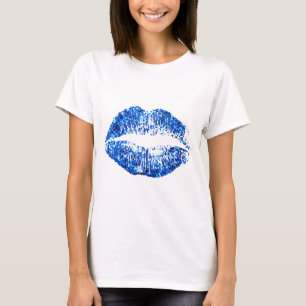 Blauwe glazen lippen t-shirt