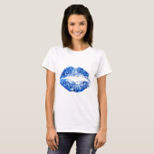 Blauwe glazen lippen t-shirt (Voorkant volledig)