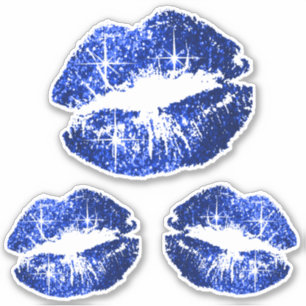 Blauwe glazen lips - Kus-cut Sticker