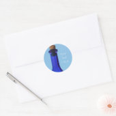 Blauwe glazen wijnfles Uw tekst sticker (Envelop)