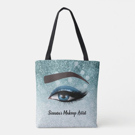 Blauwe glazen zweetogen | make-up kunstenaar tote bag (Achterkant)