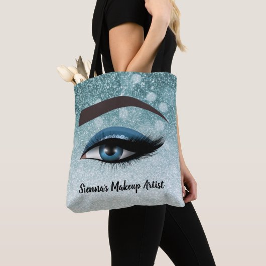 Blauwe glazen zweetogen | make-up kunstenaar tote bag (Dichtbij)