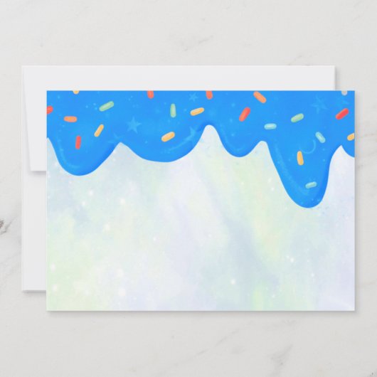 blauwe glazige donut Sweet One Kaart (Achterkant)