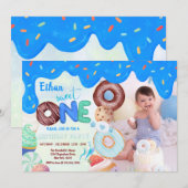 blauwe glazige donut Sweet One Kaart (Voorkant / Achterkant)