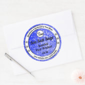 Blauwe glazige mousserende sterren Productlabels L Ronde Sticker (Envelop)