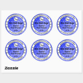 Blauwe glazige mousserende sterren Productlabels L Ronde Sticker (Vel)