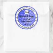 Blauwe glazige mousserende sterren Productlabels L Ronde Sticker (Tas)