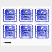 Blauwe glazige mousserende sterren Productlabels L Vierkante Sticker (Vel)