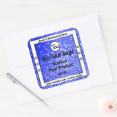 Blauwe glazige mousserende sterren Productlabels L Vierkante Sticker (Envelop)