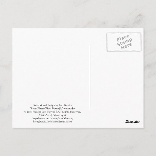 Blauwe glazige tijgervlinder - Make Peace Briefkaart (Achterkant)