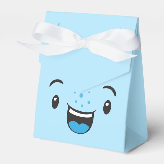 Blauwe glimlach Kawaii Face Gift Box Bedankdoosjes (Voorkant Zijde)