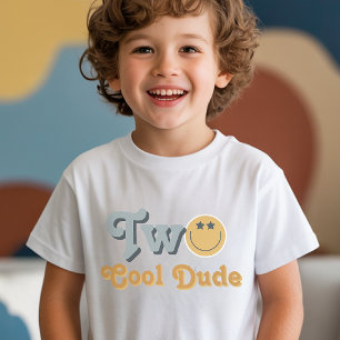 Blauwe Glimlach Twee Coole Kerel Jongens 2e Verjaa T-shirt